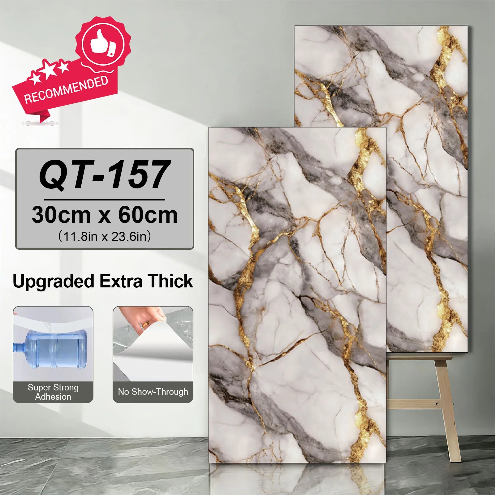 adhesive Marble Tiles Sticker Waterproof Floor, Kitchen, Bathroom