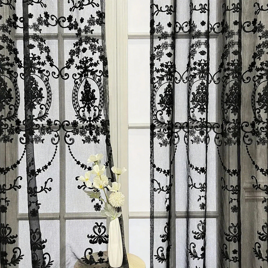 Lace Floral Transparent Curtain
