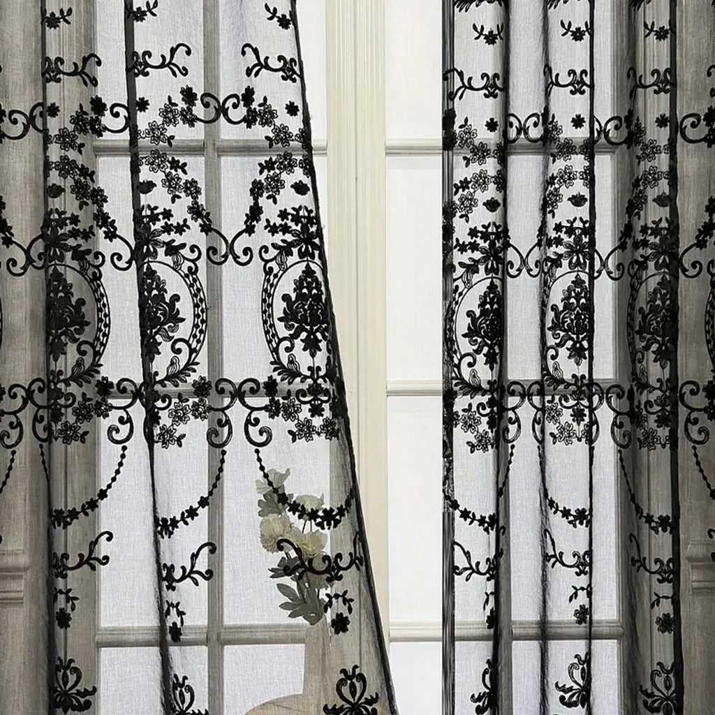 Lace Floral Transparent Curtain