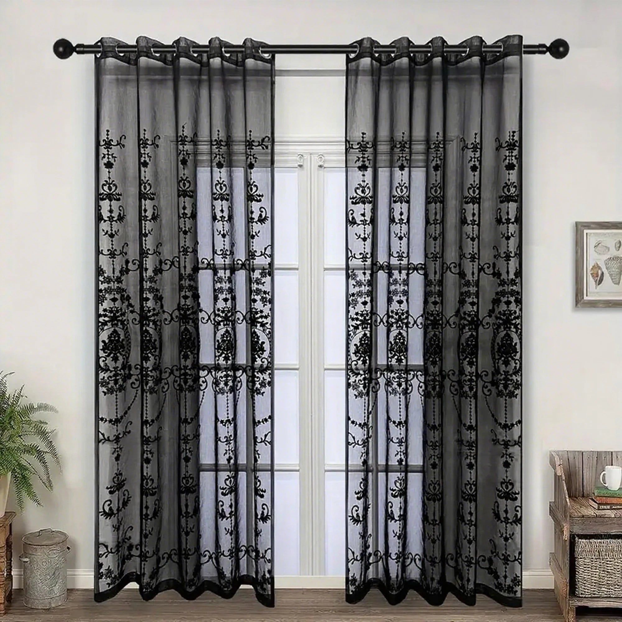Lace Floral Transparent Curtain