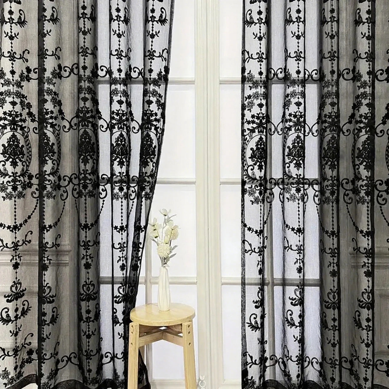 Lace Floral Transparent Curtain