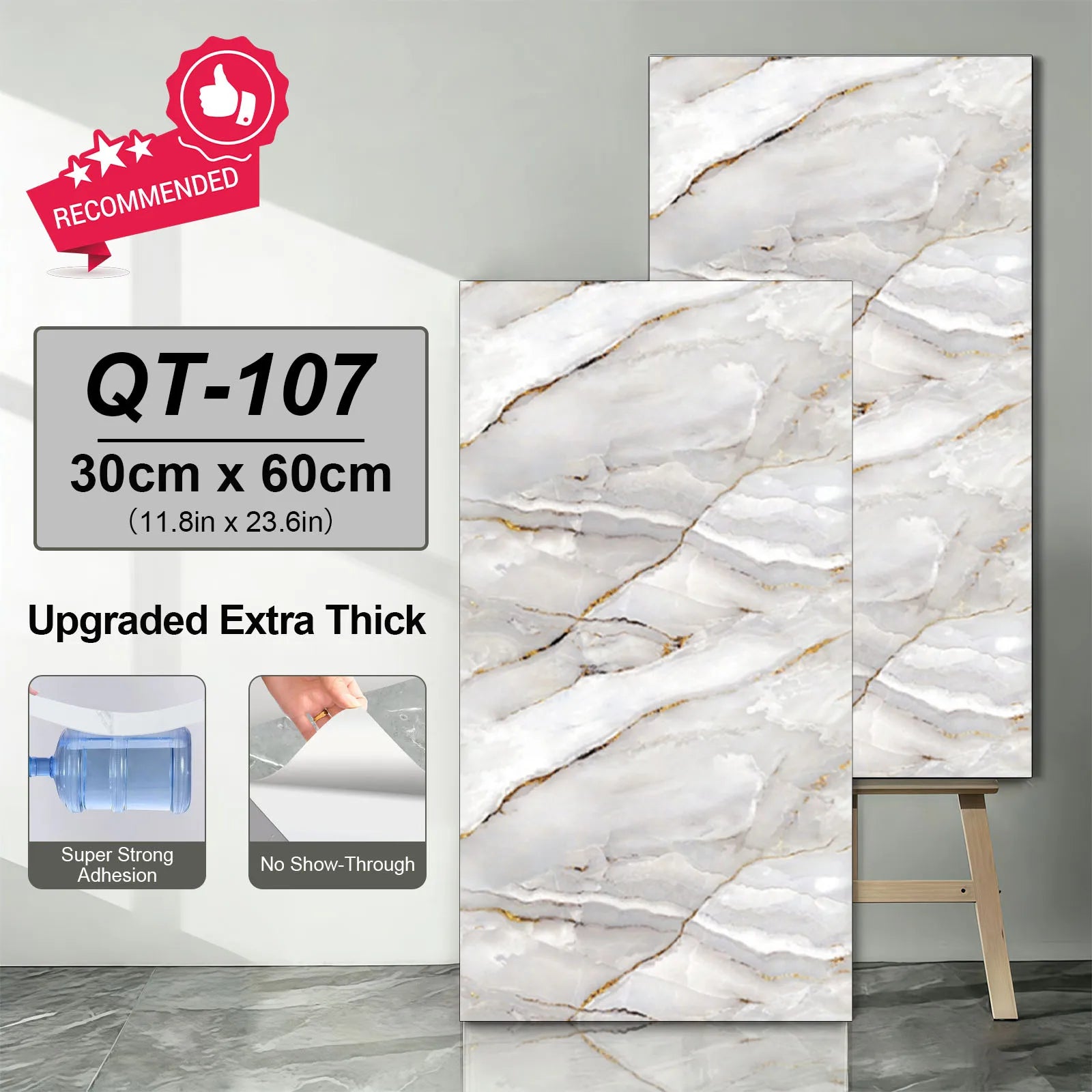 adhesive Marble Tiles Sticker Waterproof Floor, Kitchen, Bathroom