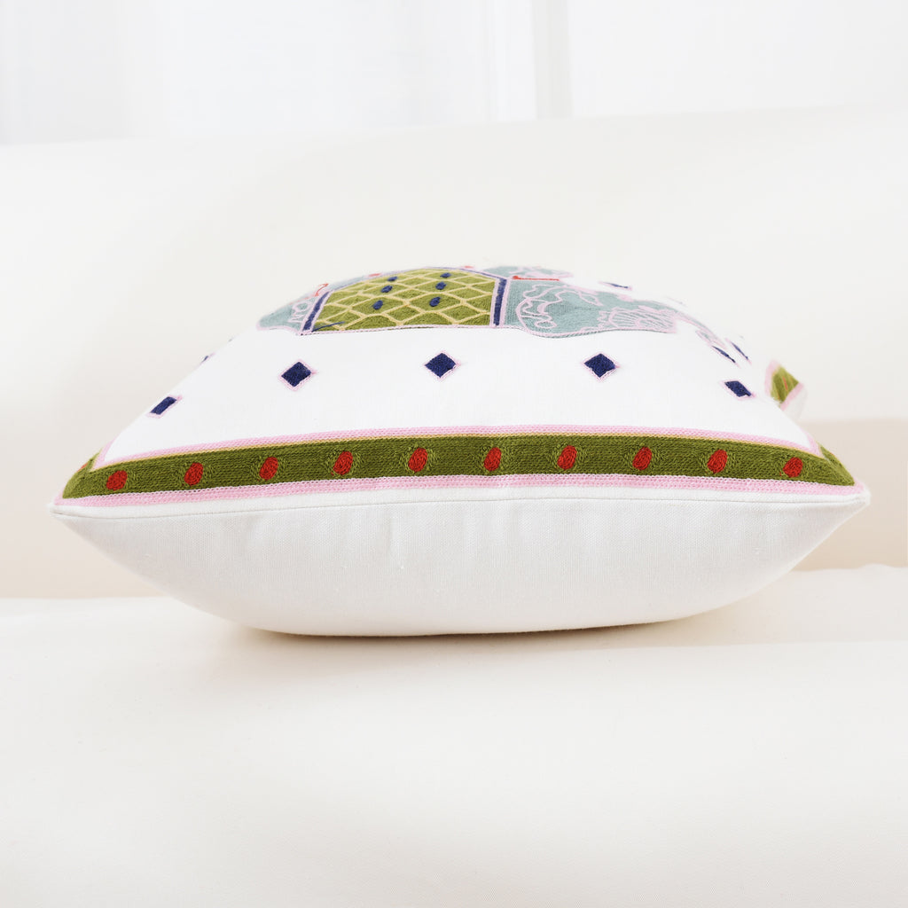 Embroidered Floral Cushion Cover for Home Decor