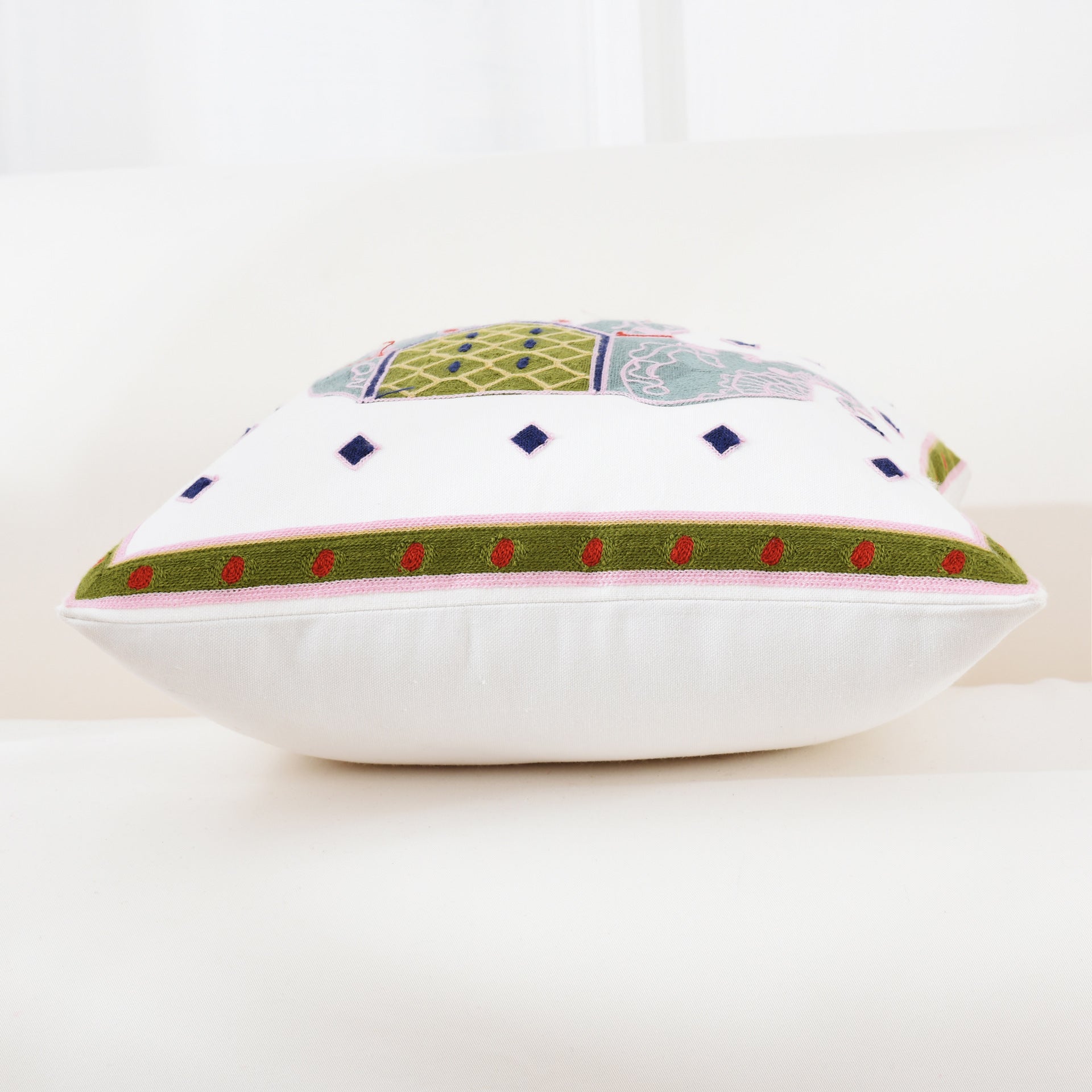 Embroidered Floral Cushion Cover for Home Decor