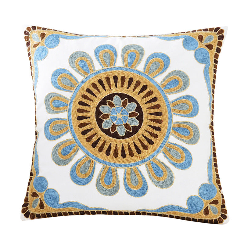 Embroidered Floral Cushion Cover for Home Decor